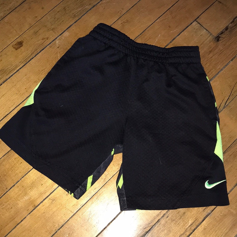 Nike Black Athletic Shorts with Neon Green Accents